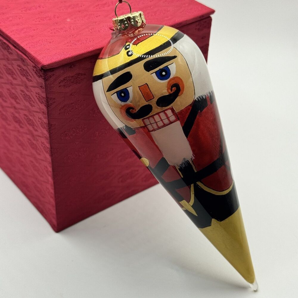 Vintage 1999 FIGI Inside Art Nutcracker Reverse Painted Glass Ornament Box